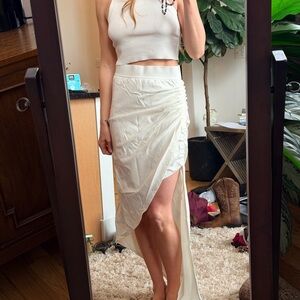 Jacquemus x Nike Cream White Ruched Wrap Midi Skirt Size Small NWT